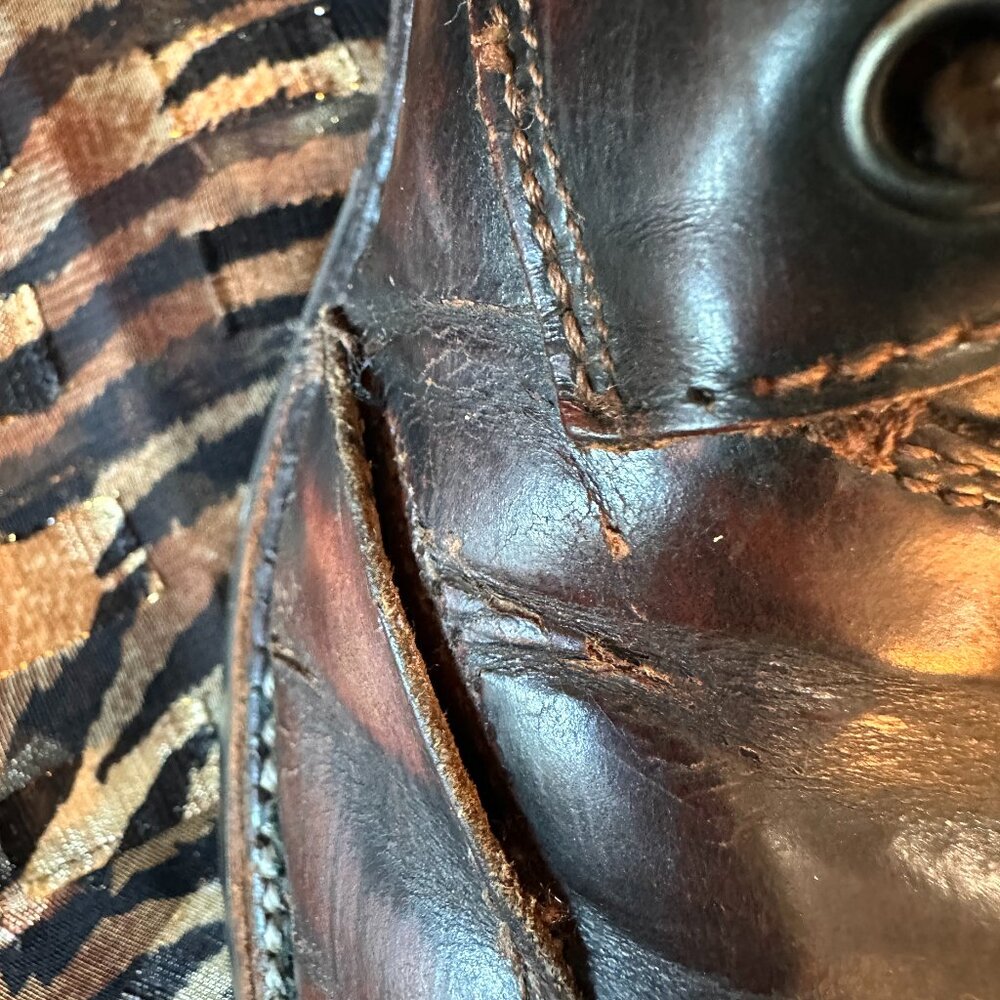 Frye Wmns 7.5 Vintage Brown Leather Lace-up Boots distressed boho cottagecore - Picture 9 of 12